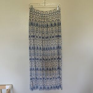 Cynthia Rowley Maxi Skirt Blue White Pattern Small